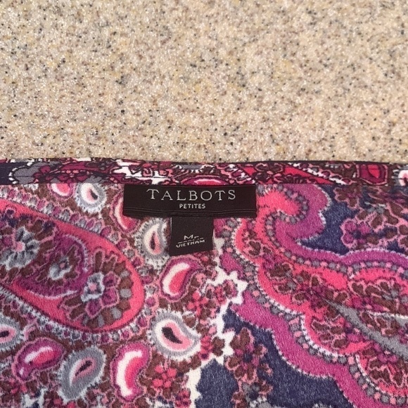 Talbots 3/4 sleeve navy Fuchsia print Talbots MP - Picture 6 of 7